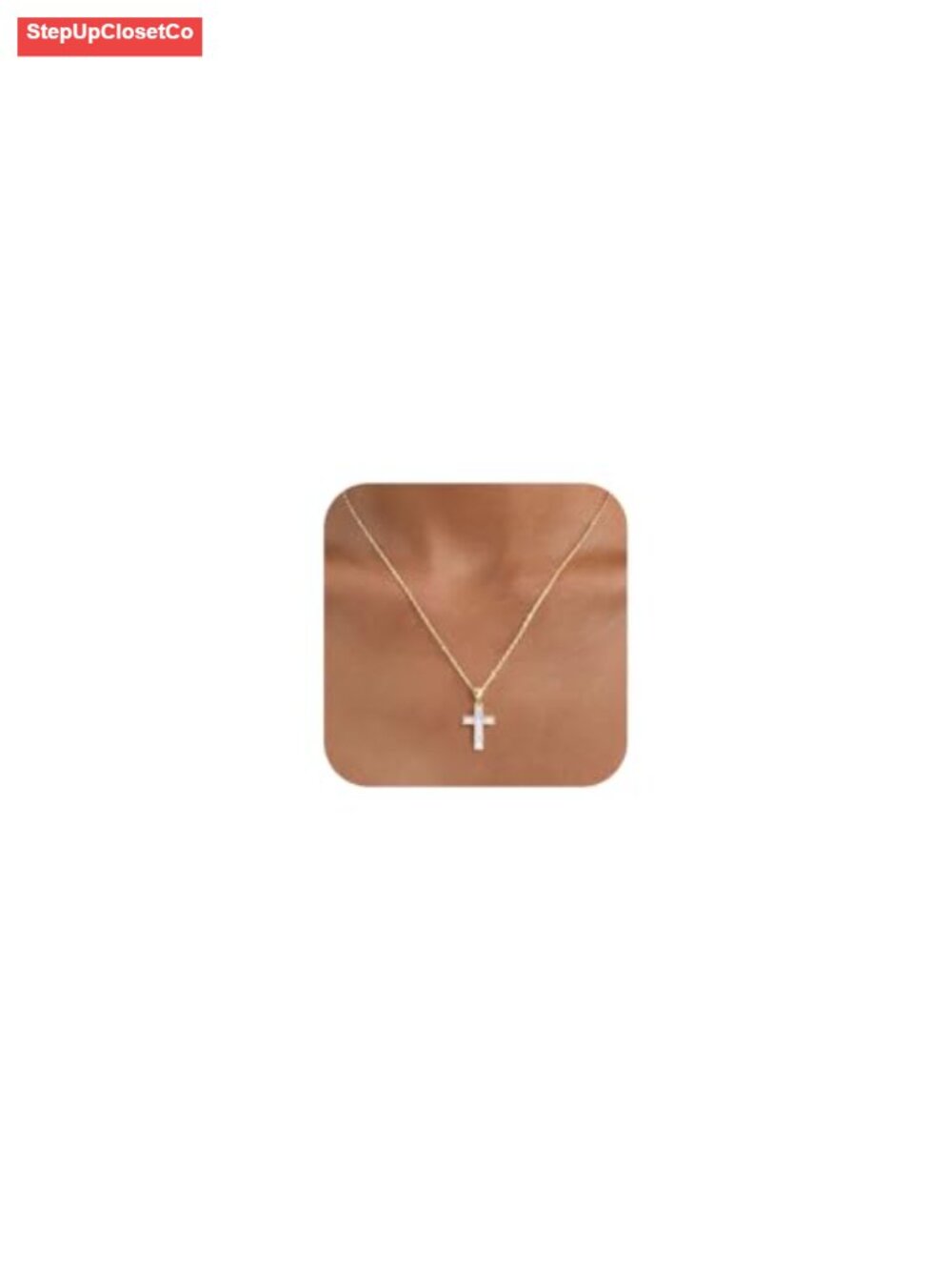 14K Gold Plated White Shell Cross Pendant Necklace, Dainty Mother of Pearl